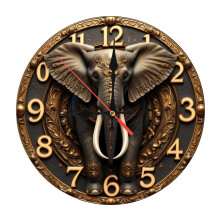 Horloge murale en acrylique silencieuse,-Éléphant de 12 pouces
