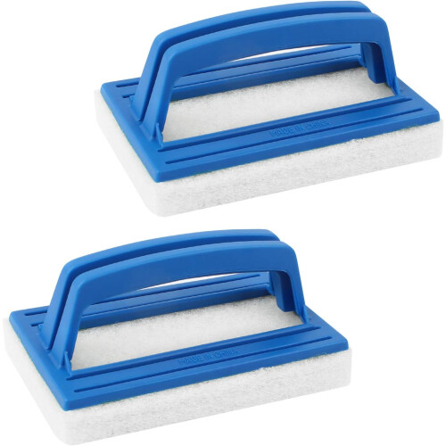 User-Friendly Design Handheld Sponge Brush, Durable Plastic Handle Effective on Stubborn Stains for Pool and Hot Spring Maintenance