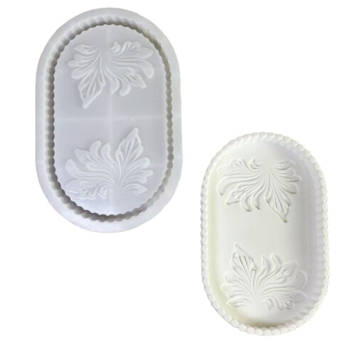 Moule de plateau ovale réutilisable avec bords de fleurs pour la