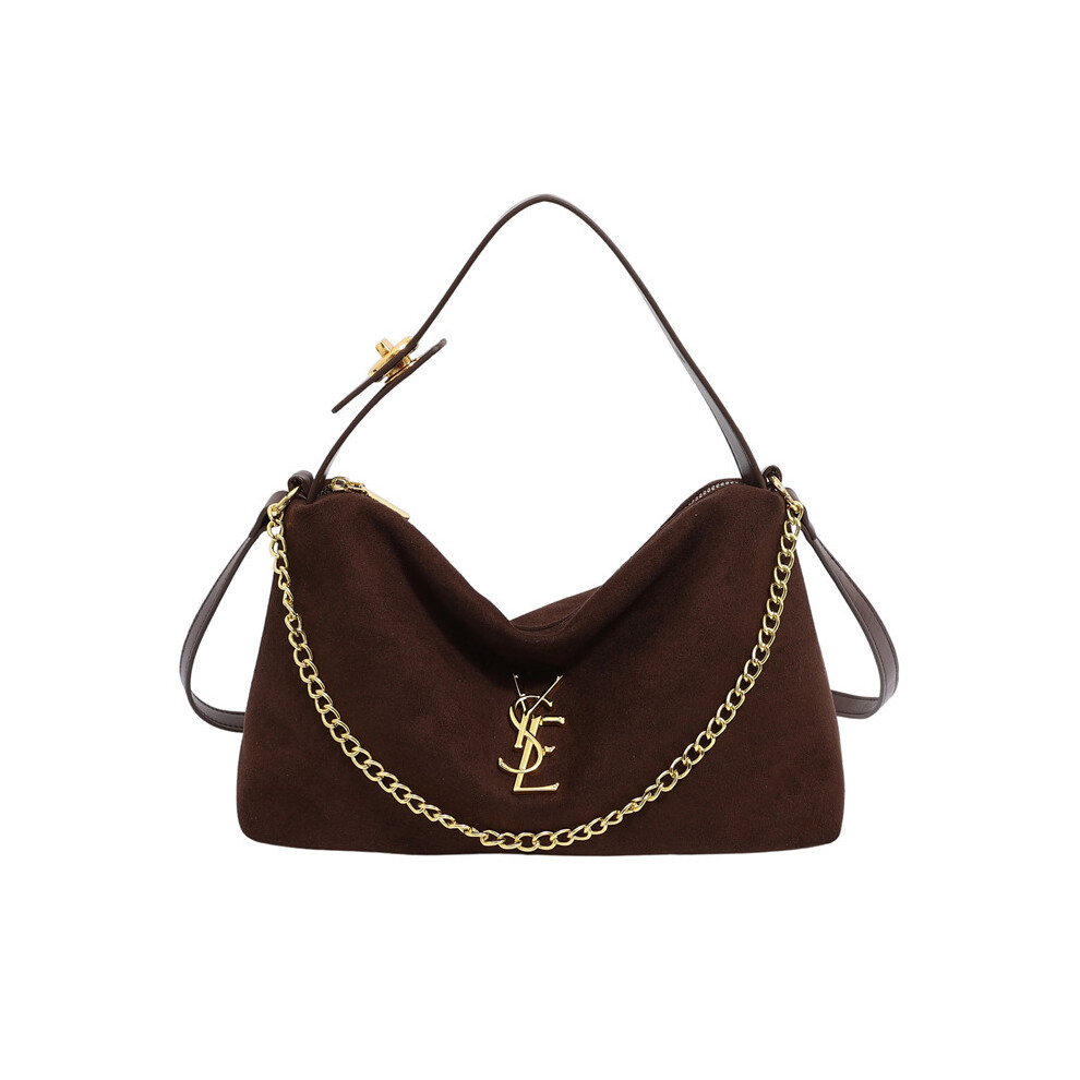 (Coffee color) Retro Armpit Bag Suede Pillow Shoulder Hand Crossbody Bag