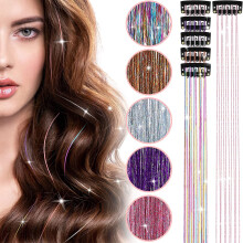 (Colorful/Three Colors (6 Pieces Per Card)) 12PCs Colorful/Tricolor Metal Ribbon Clip Laser Gold Silk Wig