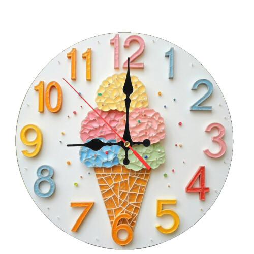 Easy Installation Acrylic Wall Clock-10 inch ice cream cone