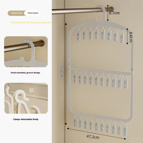 Compact Foldable Garment Hanger Nonslip-Single layer 18 clip 2