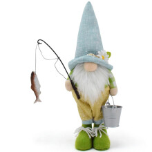 Fishing Gnomes Plush Decorations,Handmade Scandinavian-Blue