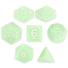 (As show, One size) Set of 7 Polyhedral Dice, Ghost Jade