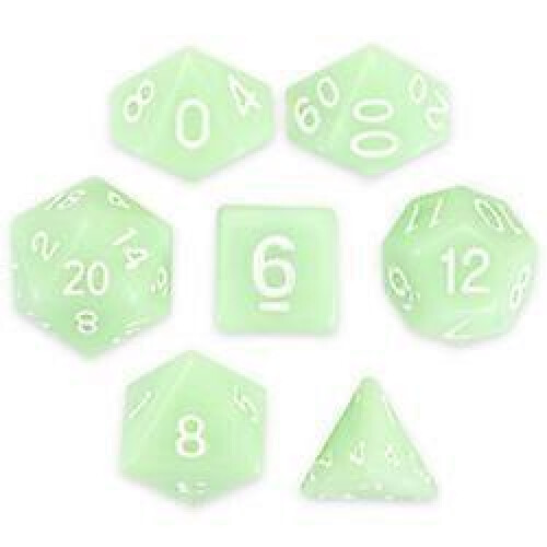 (As show, One size) Set of 7 Polyhedral Dice, Ghost Jade