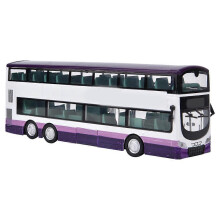 (As show, One size) Simulation Double-decker Sightseeing Bus Model Toy 1:76 Alloy Car Sound and Light Bus Toy