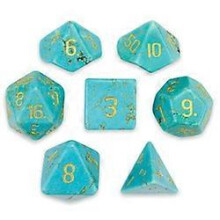(As show, One size) Set of 7 Handmade Stone Polyhedral Dice, Turquoise Magnesite