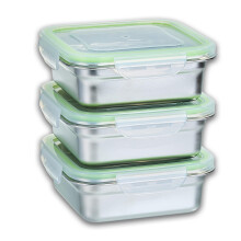 3 stainless steel sandwich containers for snacks and sandwiches