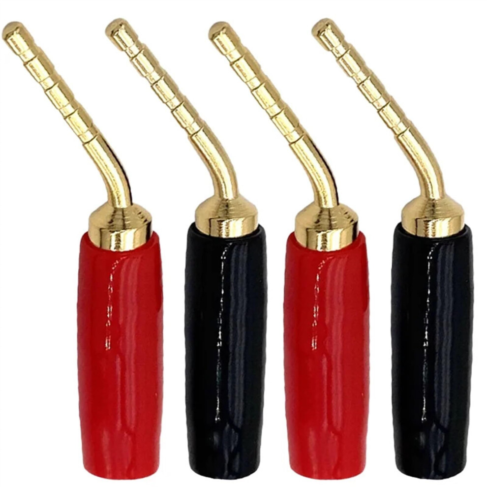20Pcs Red Black Curved Pin 2Mm Banana Connector Right Angle Banana Male Plugs Audio Speaker Wire Cable Connectors(20 Red) 9365049499613