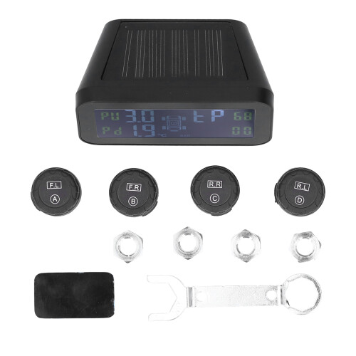 Solcellsdriven däcktrycksmätare Realtidsdetektering med digital skärm 6 larmmetoder Trådlöst TPMS-multivarningssystem Enkel installation 2