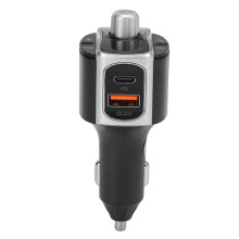 FM-Transmitter-Bluetooth-Kfz-Adapter mit LED-Hintergrundbeleuchtung, tiefen Bässen, Freisprechfunktion und Sprachsteuerung, Schnellladefunktion für