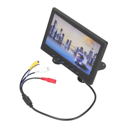 Monitor de ré TFT LCD de 7 polegadas com tela de alta definição, giratória e entrada AV. Funciona perfeitamente com câmeras de DVD/VCD e oferece 1