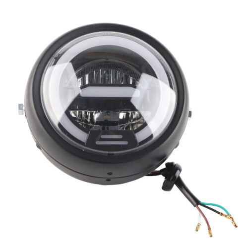 Farol dianteiro de LED para motocicleta, 6,5 polegadas, encaixe universal, luz alta e baixa, resistente a impactos, longa vida útil, construção