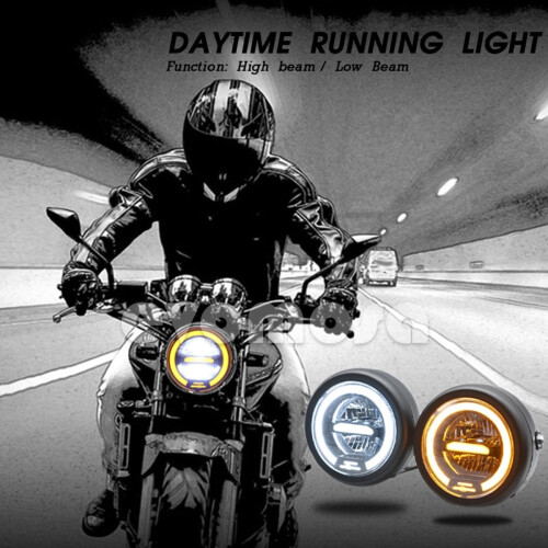 Farol dianteiro de LED para motocicleta, 6,5 polegadas, encaixe universal, luz alta e baixa, resistente a impactos, longa vida útil, construção 1