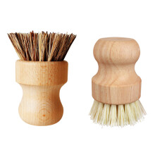 Cepillo de sisal natural para lavar platos, cepillo de fregar redondo con mango ergonómico y funcionalidad de kit de fácil limpieza, limpiador de