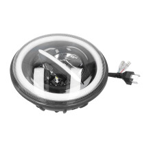 Faro a LED stile fendinebbia per motociclette, anabbaglianti/abbaglianti con anello luminoso bianco e configurazione plug & play, impermeabile IP67,