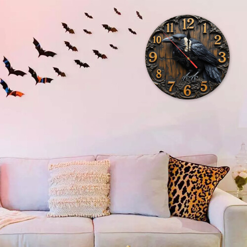 Modern Artistic Wall Clock Quiet Movement Acrylic-10 inch crow 2