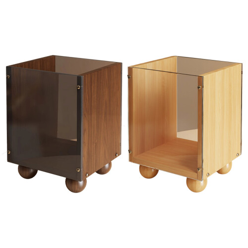 Multipurpose Acrylic Makeup Organizers With Wood Designs-1 1