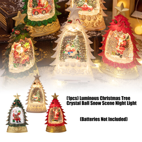 Plastic Snow Globes With Sparkling Christmas Tree Warm-White 2