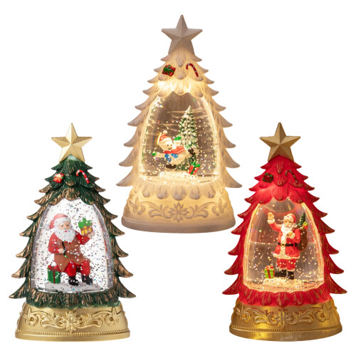 Plastic Snow Globes With Sparkling Christmas Tree Warm-White 1