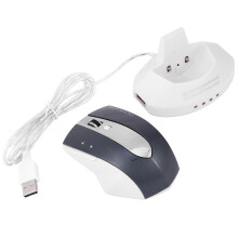Ergonomisk trådløs mus med USB-modtager, fingerafstand med blødt indlægsdesign, genopladelig optisk mus med opladningsdock, 10 m arbejdsafstand,