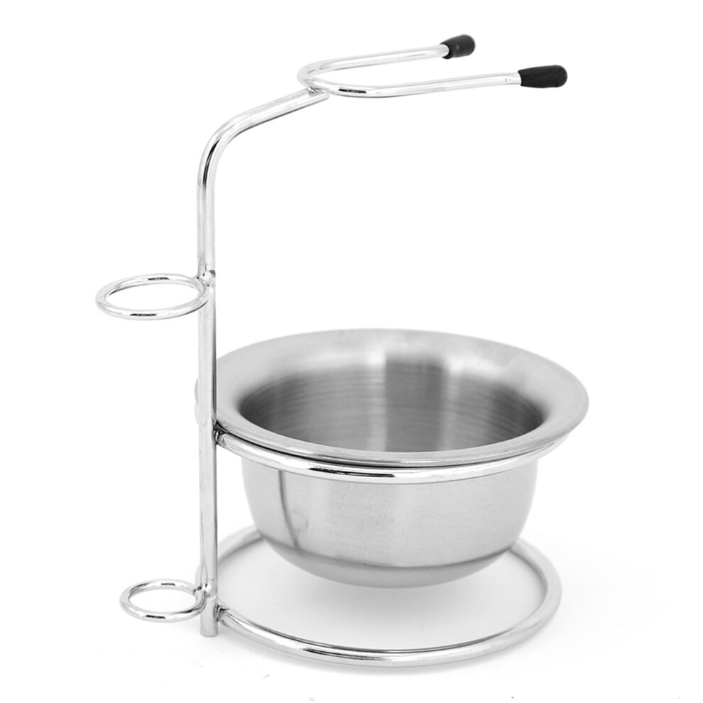 Silver Shaving Stand Bowl Set Metal Shaving Brush Holder Stainless Steel Razor Soap Stand Bowl Stand Shaving Holder For Smooth Wet Shaving