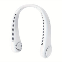 1200mAh Outdoor Sports mini Air Cooling small neck Fan USB Large Wind Powered Wireless Bladeless neck Fan (Color : WHITE)