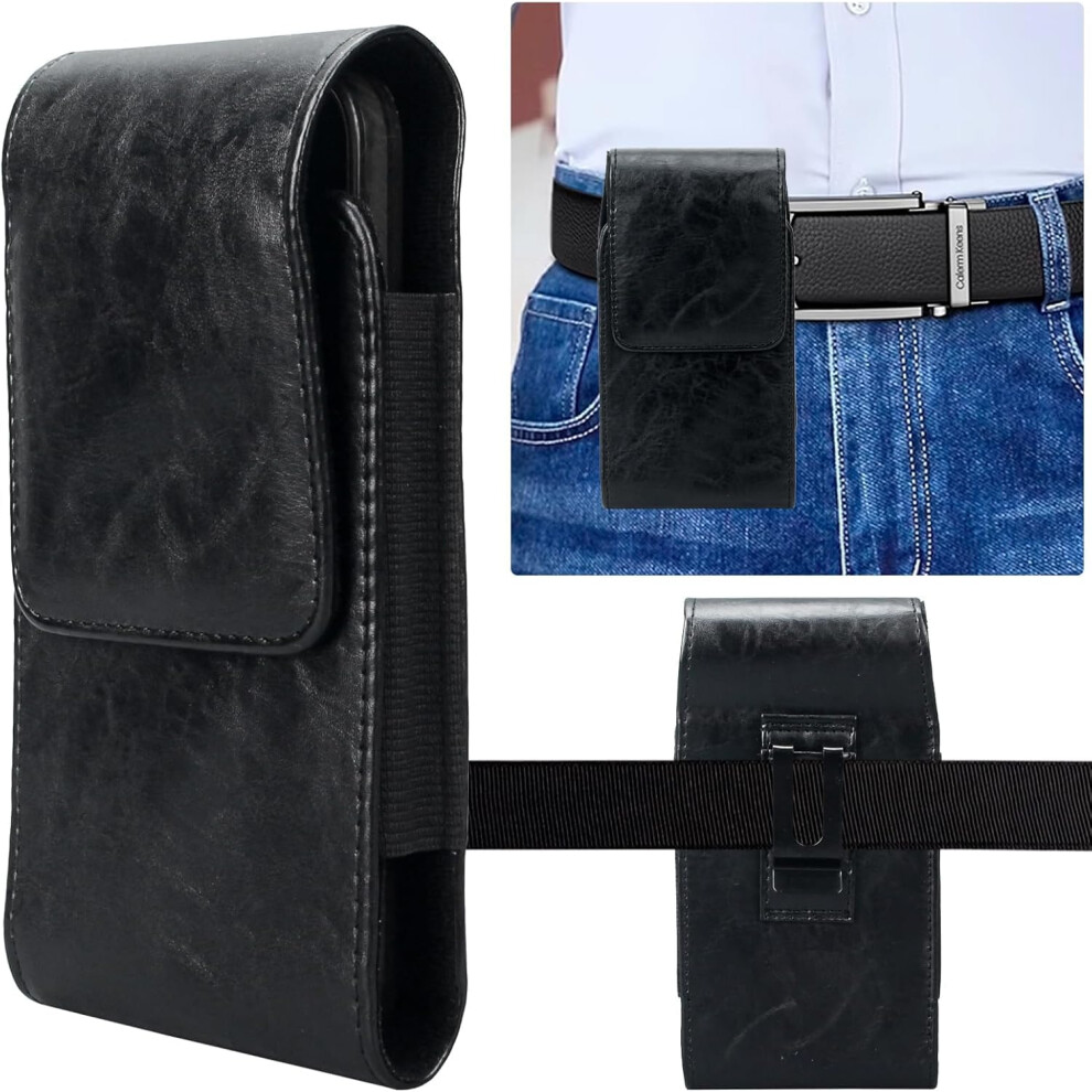 Cell Phone Holster Compatible For Blu View 5 / Blu View Pro 5G Case Leather Pouch [Metal Belt Clip] 9365049500500