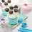 Plastic Circle Cake Cutter Mold with Tray for-Blue white 2