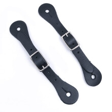 2pcs Western Style Leather Spur Straps with Alloy Buckle for Equestrian Safety Gear