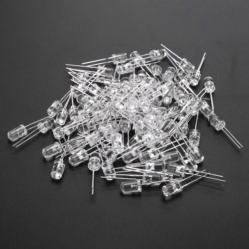 100 pcs 5mm Warm White LED Diode Lights  3V 20mA Bulb Lamps Electronics Components Light Emitting Diodes 1