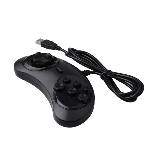 Gamepad Wired 6-Key Usb Game Controller Joypad For Sega Genesis / Md Pc / 2 Y1301 / Mac Mega Drive Black Plastic 2