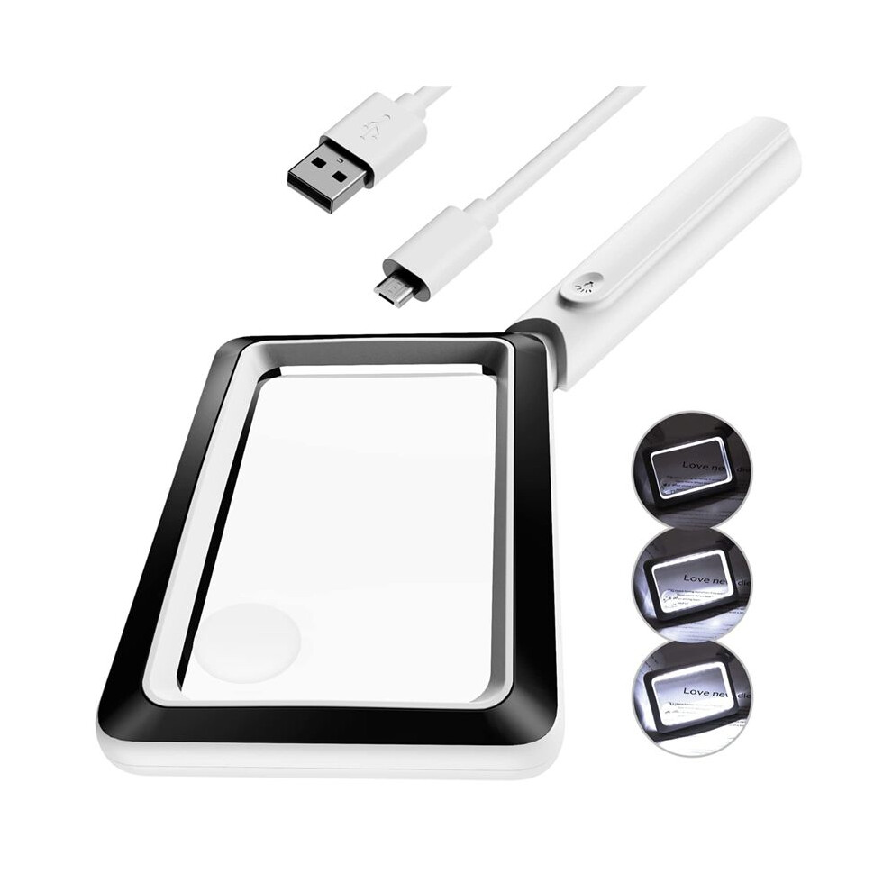 Light 4X Rechargeable Magnifying Glass With 20Leds, Handheld Rectangular Page Ed Magnifier, 3 Brightness Modes