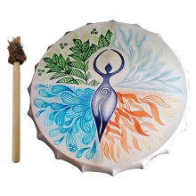 10 Inch Shaman Drum - Handmade Shamanic Drum Mother Earth/Sounds From Nature, Sound Healing