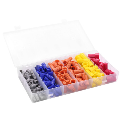 158Pcs 5 Colors Electrical Wire Connector Twist- Screw Terminal Spring Inserted Nuts Caps Assortment Set