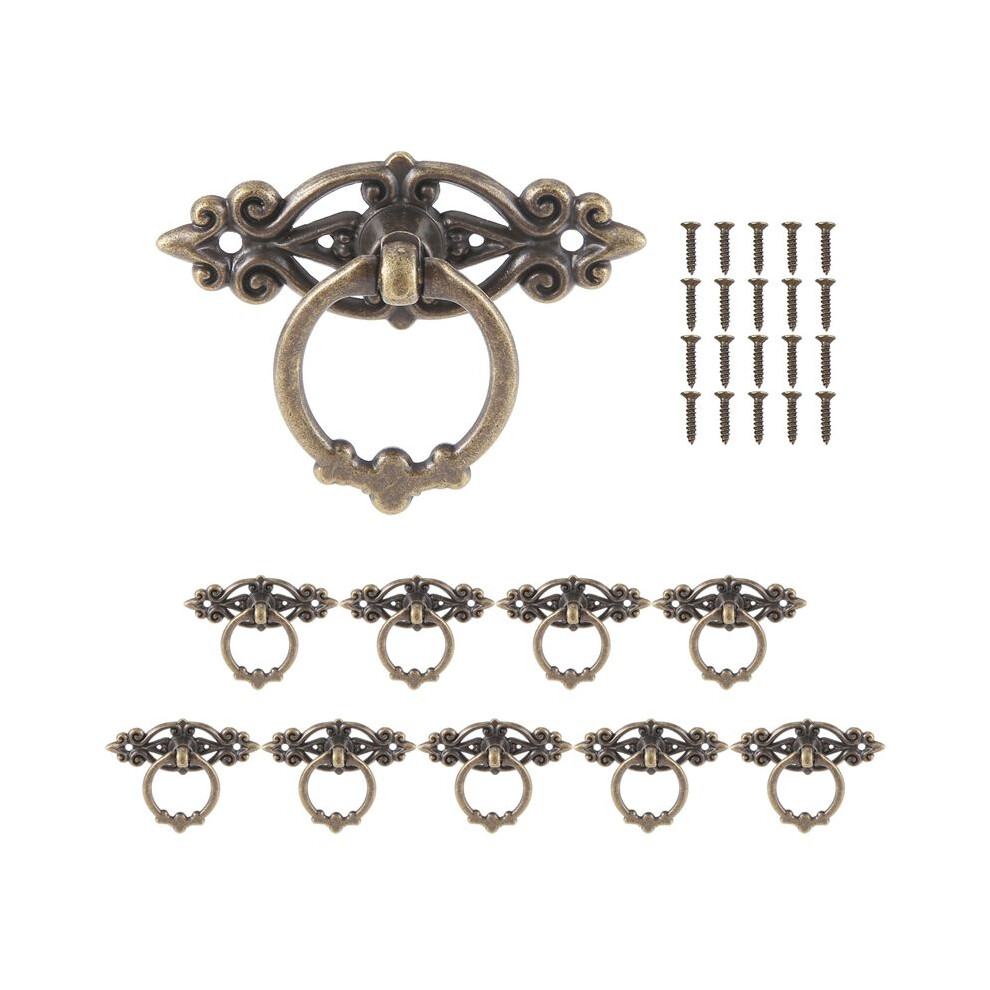 10Pcs Vintage Kitchen Cabinet Cupboard Dresser Door Drawer Ring Pull Handles Knobs (Antique Brass) 6132964723542