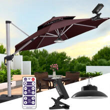 Patio Umbrella Light - Solar Umbrella Lights Outdoor-Timed - Black