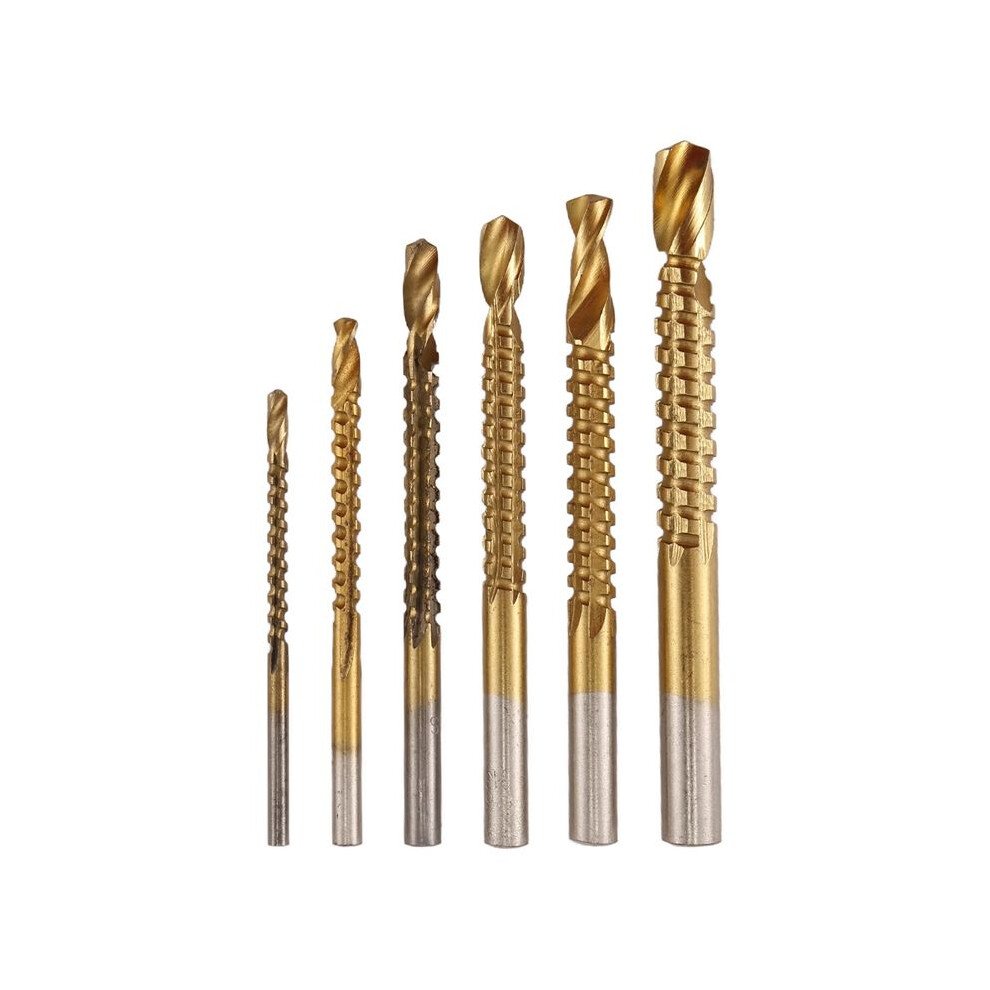 6Pcs Titanium Drill Saw Bit Set, Hss Serrated Bit Hole Drilling, 3-8Mm Carpenter Hacksaw Drill Bits Kit 4713445785642