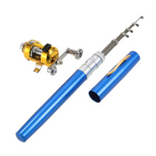 Angel Reel Combo Kit Set Mini Telescopic Movable Pocket Spring Fishing Rod Pole Reel Aluminium Alloy Fishing Accessories Rods Blue