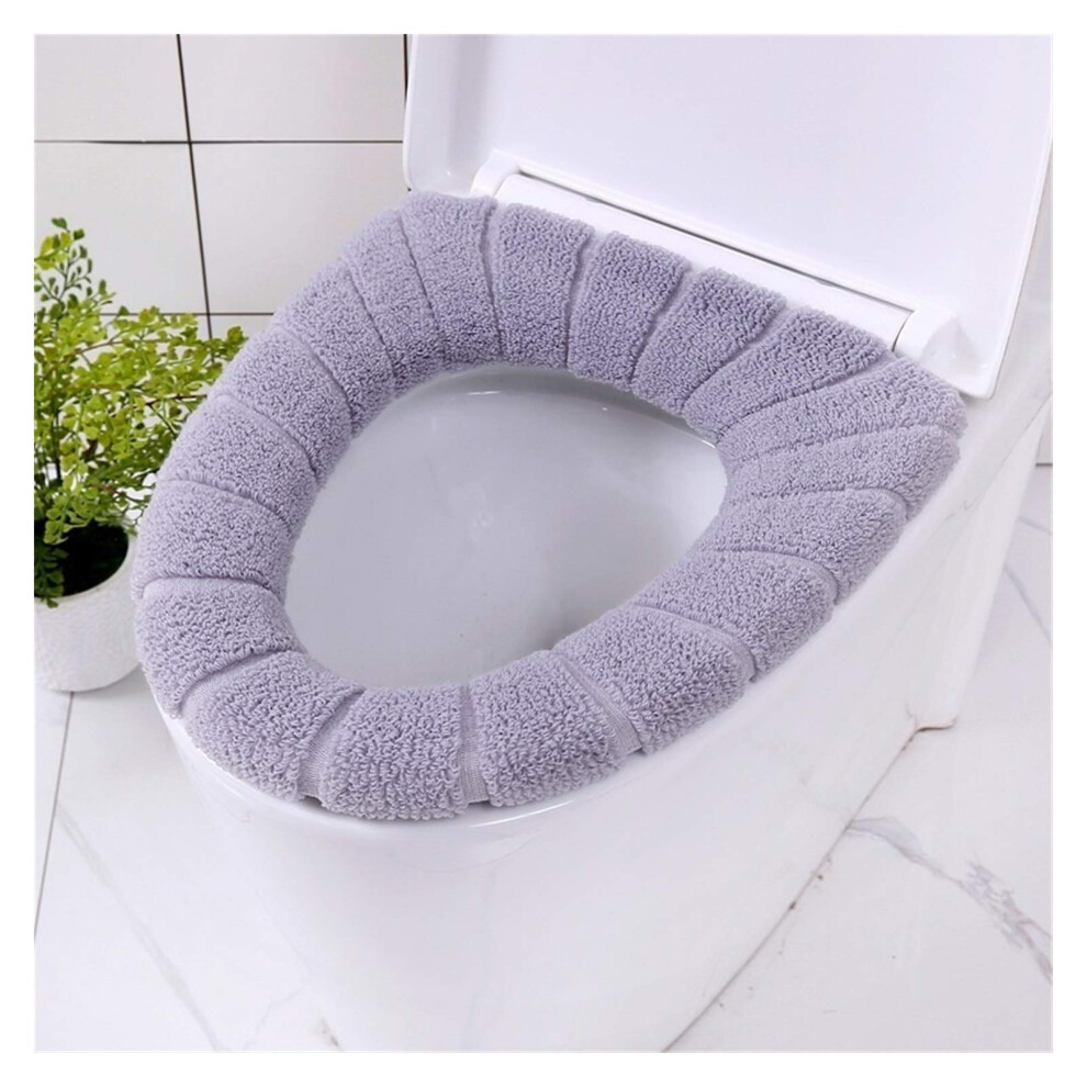 Bathroom Toilet Seat With Handle Closestool Washable Soft Winter Warmer Mat Pad Cushion O-Shape Toilet Seat Bidet Covers (Color : Gray) 9365049501361
