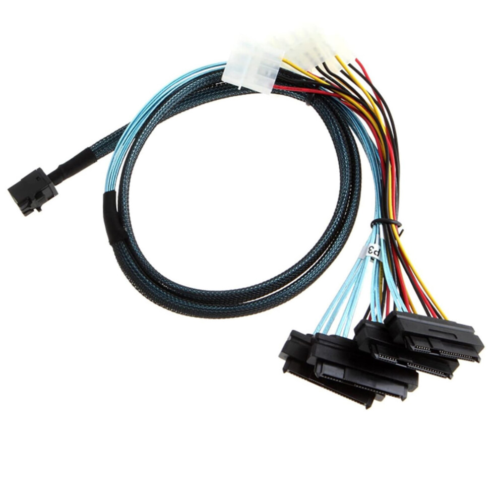 Fast Speed Server Connection Minisas Sff 8643 To Four 29Pin Sff 8482 Cable With Big 4P Power 9426802000849