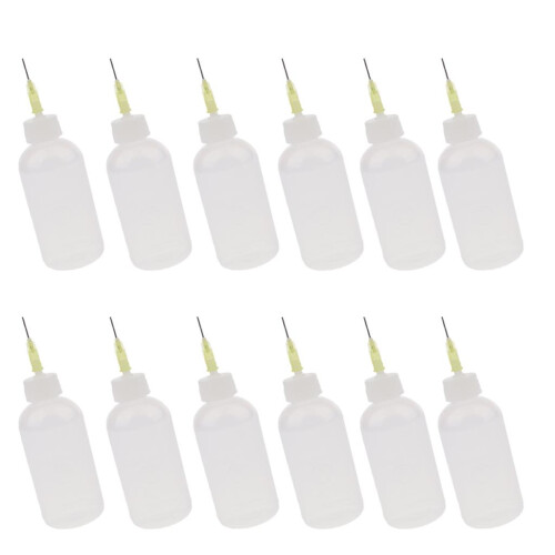 12pcs 50ml Glue Applicator Bottle Precision Needle Tip Liquid Dropper