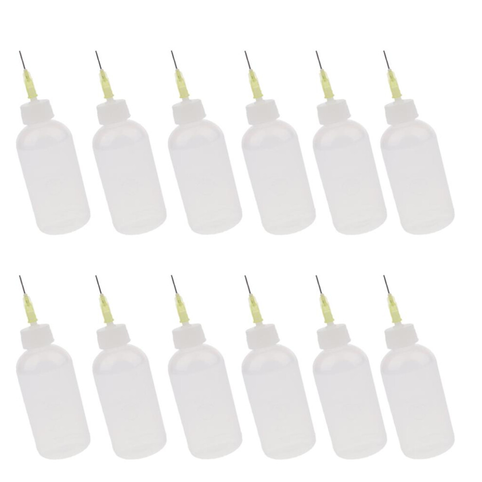 12Pcs 50Ml Glue Applicator Bottle Precision Needle Tip Liquid Dropper 784250353191