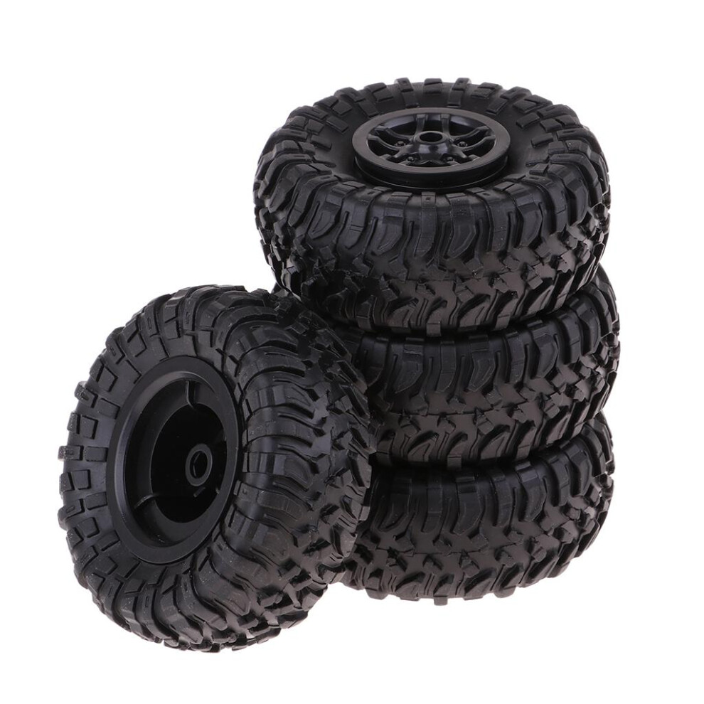 4Pc Rc 1:12 Tyre Tires & Wheels For D90 Mn90 91 Rc Car Truck Cra Black 784582744735