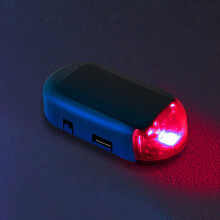 Allarme antifurto simulato per auto ad energia solare con luce LED lampeggiante, sensore di luce integrato e porta di ricarica USB, non necessita di