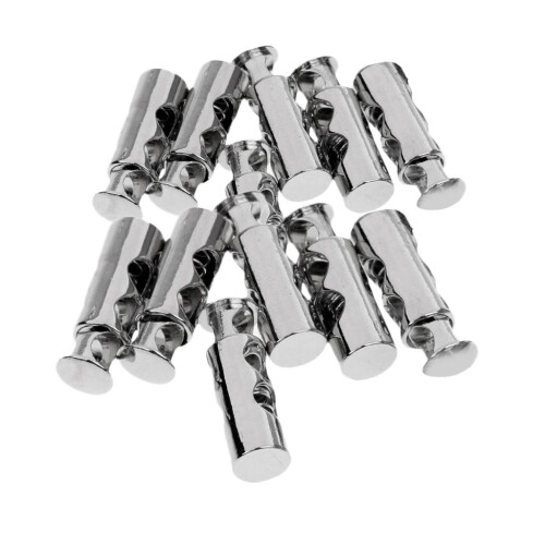 12Pcs Metal Barrel String Cord Locks 2 Hole Toggle Spring Clasp Stop E 2