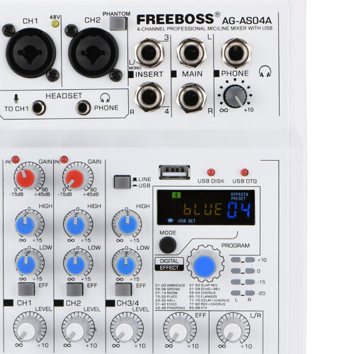 Multifunctional 4CH 5V Bluetooth Audio Mixer Mixing Console US Plug 2