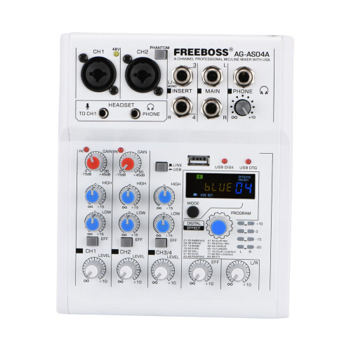 Multifunctional 4CH 5V Bluetooth Audio Mixer Mixing Console US Plug 1