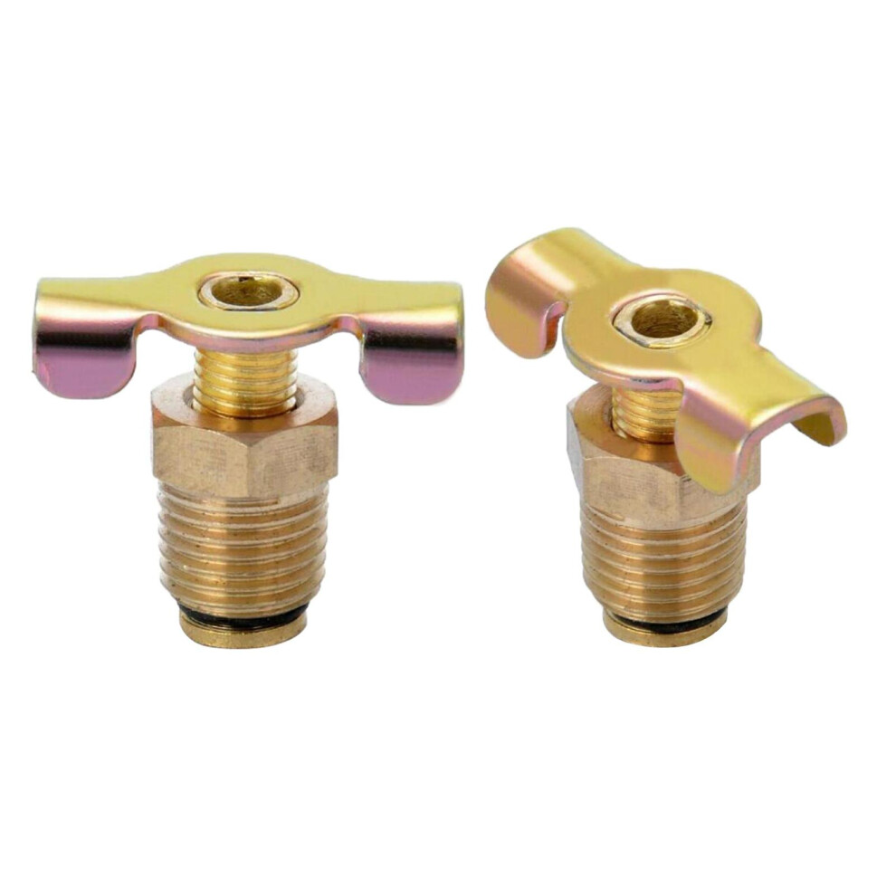 2X Air Compressor Tank Drain Valves Switch Plug Screw Brass With T-Han 792049290060